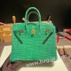 エルメスバーキン 25センチポロサスマットporous Crocodile 1L/Cactus カクタスゴールド金具  全手縫いbirkin25-003