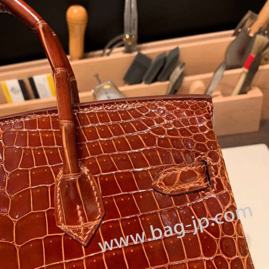 エルメスバーキン 25センチポロサスマットporous Crocodile 33/mielミールゴールド金具  全手縫いbirkin25-004