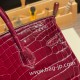 エルメスバーキン 25センチニロティカス Crocodile Niloticus57 Bordeaux ボルドーゴールド金具   全手縫いbirkin25-006