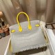 エルメスバーキン 25センチアリゲーターマット Alligator Crocodile 80パールグレー/ ミモザ( M9 mimosa)ゴールド金具  全手縫いbirkin25-015