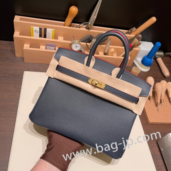 エルメスバーキン 25センチヴォーエプソン Epsom ヴォーエプソン Epsom76/Blue Indigoゴールド金具  全手縫いbirkin25-041