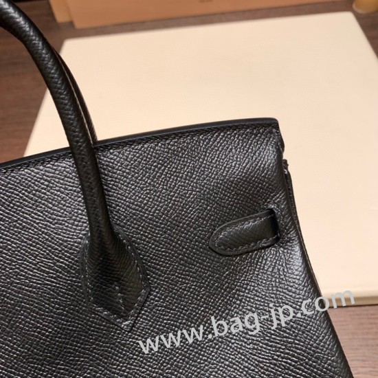 エルメスバーキン 25センチヴォーエプソン Epsom 89/ Black ブラックシルバー金具 全手縫いbirkin25-043