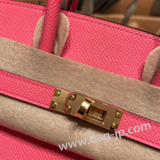 エルメスバーキン 25センチヴォーエプソン Epsom U5 /Rose Lipstick ローズリップスティックゴールド金具  全手縫いbirkin25-044