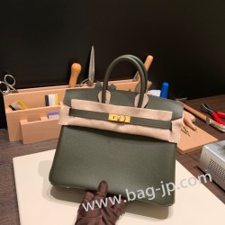 エルメスバーキン 25センチヴォーエプソン Epsom C6 /Vert Gris ヴェールグリスゴールド金具  全手縫いbirkin25-045