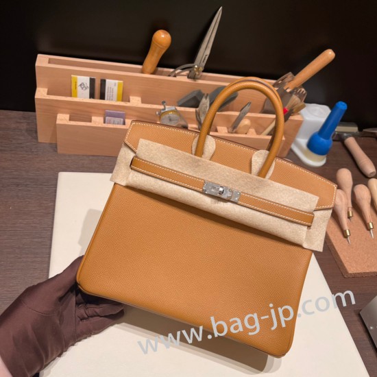 エルメスバーキン 25センチヴォーエプソン Epsom 37 /Gold ゴールドシルバー金具 全手縫いbirkin25-048