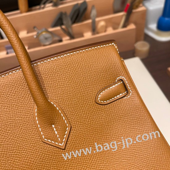 エルメスバーキン 25センチヴォーエプソン Epsom 37 /Gold ゴールドシルバー金具 全手縫いbirkin25-048