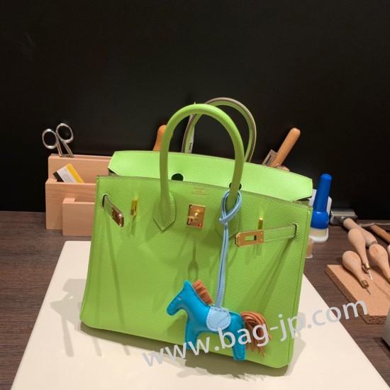 エルメスバーキン 25センチヴォーエプソン Epsom キウイ6R/ Kiwiゴールド金具  全手縫いbirkin25-069