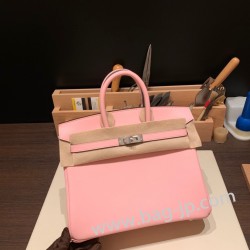 エルメスバーキン 25センチスイフト swift ローズサクラ3Q/Rose Sakura シルバー金具 全手縫いbirkin25-073