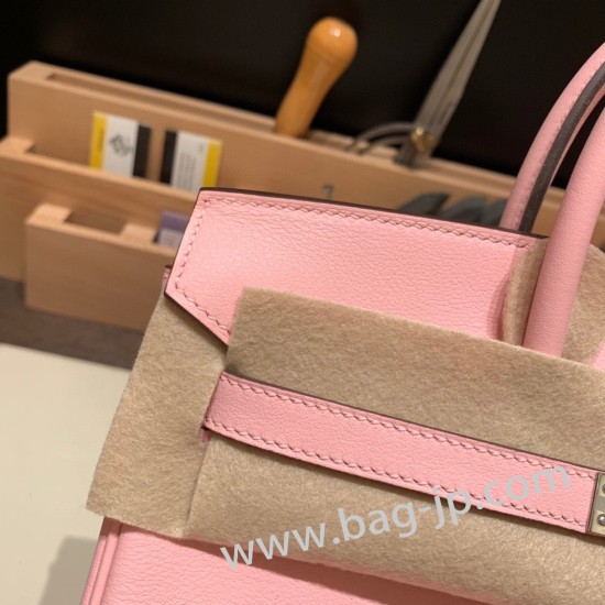 エルメスバーキン 25センチスイフト swift ローズサクラ3Q/Rose Sakura シルバー金具 全手縫いbirkin25-073