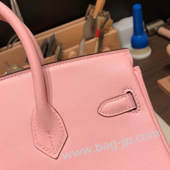 エルメスバーキン 25センチスイフト swift ローズサクラ3Q/Rose Sakura シルバー金具 全手縫いbirkin25-073