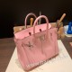 エルメスバーキン 25センチスイフト swift ローズサクラ3Q/Rose Sakura シルバー金具 全手縫いbirkin25-073