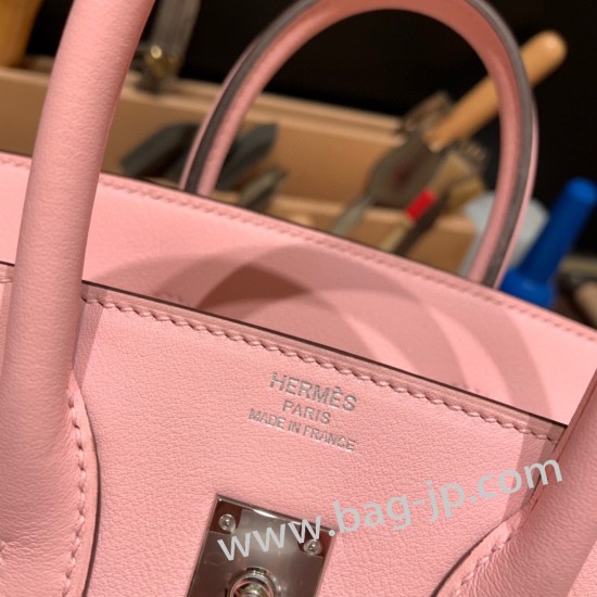 エルメスバーキン 25センチスイフト swift ローズサクラ3Q/Rose Sakura シルバー金具 全手縫いbirkin25-073