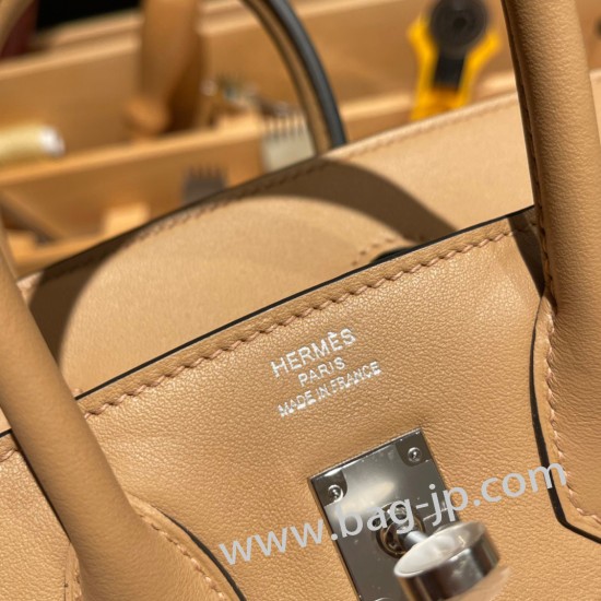 エルメスバーキン 25センチスイフト swift チャイ0M/Chai シルバー金具 全手縫いbirkin25-074