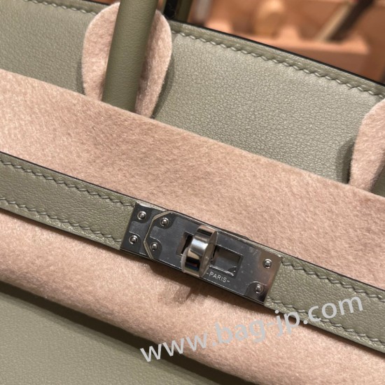 エルメスバーキン 25センチスイフト swift セージ Q1/ Sauge シルバー金具 全手縫いbirkin25-077