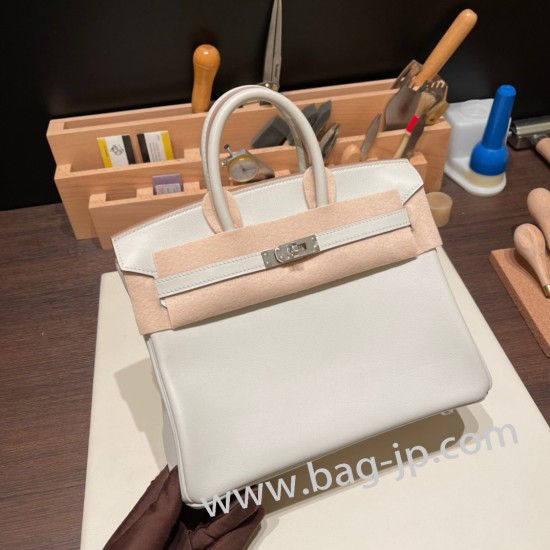 エルメスバーキン 25センチスイフト swift パールグレー 80 Pearl Grey シルバー金具 全手縫いbirkin25-080