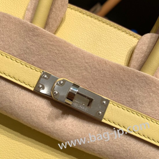 エルメスバーキン 25センチスイフト swift ジョーヌプッサン1Z /Jaune Poussin シルバー金具 全手縫いbirkin25-083