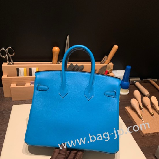 エルメスバーキン 25センチスイフト swift ブルーフリーダ 0F /Blue Fridaゴールド金具  全手縫いbirkin25-084