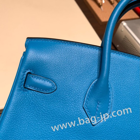 エルメスバーキン 25センチスイフト swift ブルーフリーダ 0F /Blue Fridaゴールド金具  全手縫いbirkin25-084