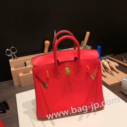 エルメスバーキン 25センチスイフト swift ルージュクー S3 /Rouge Cœur シルバー金具 全手縫いbirkin25-086