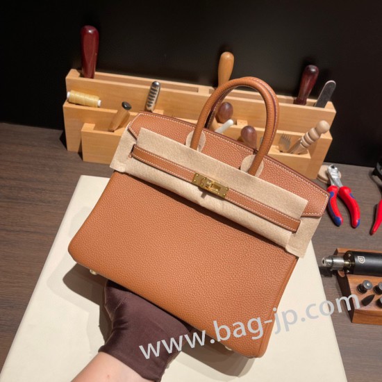 エルメスバーキン 25センチトゴ Togo ゴールド 37/Goldゴールド金具  全手縫いbirkin25-088