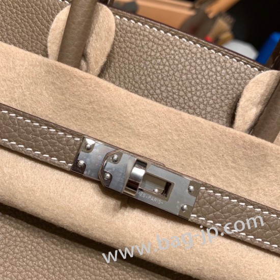 エルメスバーキン 25センチトゴ Togo エトゥープ18 /Étoupe Grey シルバー金具 全手縫いbirkin25-091