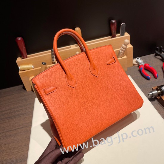 エルメスバーキン 25センチトゴ Togo テールバテュー R1/Terre Battue シルバー金具 全手縫いbirkin25-093