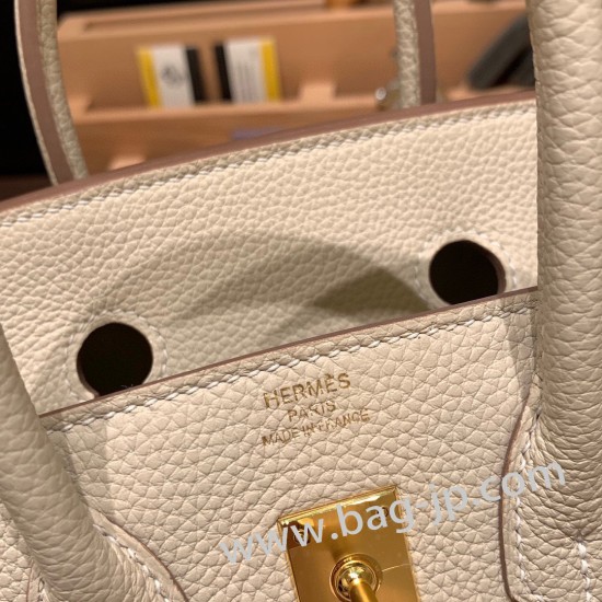 エルメスバーキン 25センチトゴ Togo  クレ10 /Craieゴールド金具  全手縫いbirkin25-096