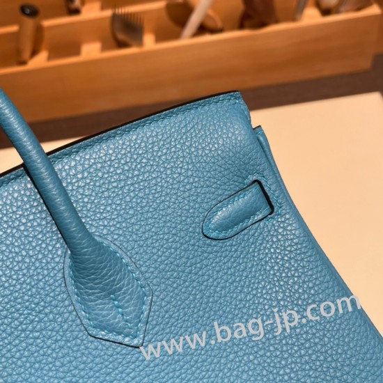 エルメスバーキン 25センチトゴ Togo ブルーノールP3 /Blue du Nord シルバー金具 全手縫いbirkin25-101