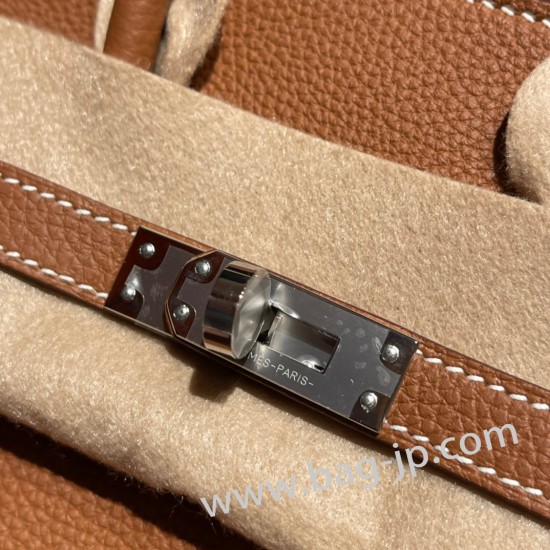 エルメスバーキン 25センチトゴ Togo ゴールド37 /Gold シルバー金具 全手縫いbirkin25-105