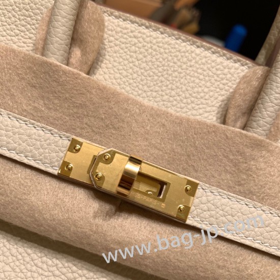 エルメスバーキン 25センチトゴ Togo クレ10/Craieゴールド金具  全手縫いbirkin25-113