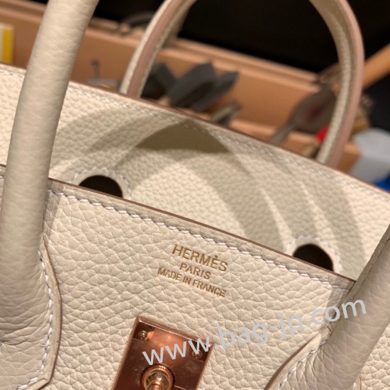 エルメスバーキン 25センチトゴ Togo クレ10/Craie  RoseRose Gold  Hardware  全手縫いbirkin25-114