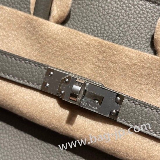 エルメスバーキン 25センチトゴ Togo グリメイヤー0L/ Gris Meyer シルバー金具 全手縫いbirkin25-115