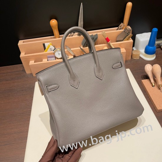 エルメスバーキン 25センチトゴ Togo エタン8F/Etain シルバー金具 全手縫いbirkin25-118