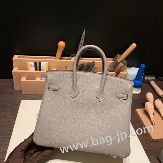 エルメスバーキン 25センチトゴ Togo グリアスファルトM8/ Gris Asphaltゴールド金具  全手縫いbirkin25-122