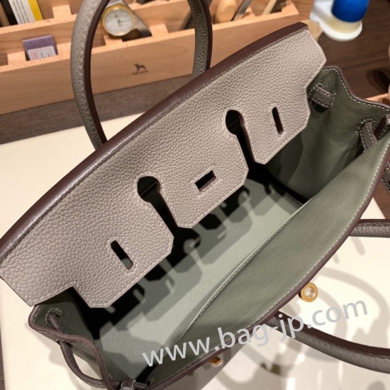 エルメスバーキン 25センチトゴ Togo グリアスファルトM8/ Gris Asphaltゴールド金具  全手縫いbirkin25-122