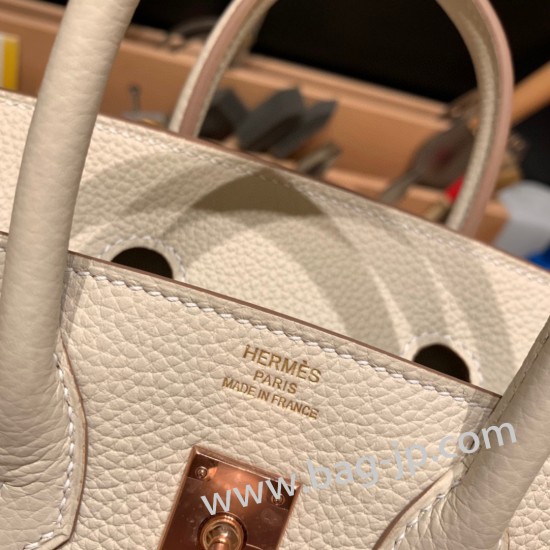 エルメスバーキン 25センチトゴ Togo クレ10/ Craie  RoseRose Gold  Hardware  全手縫いbirkin25-123