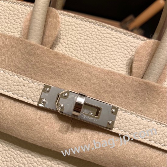 エルメスバーキン 25センチトゴ Togo クレnew stock  10/ Craie シルバー金具 全手縫いbirkin25-133