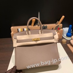 エルメスバーキン 25センチトゴ Togo エトゥープnew stock  18 /Étoupe Grey ゴールド金具  全手縫いbirkin25-138