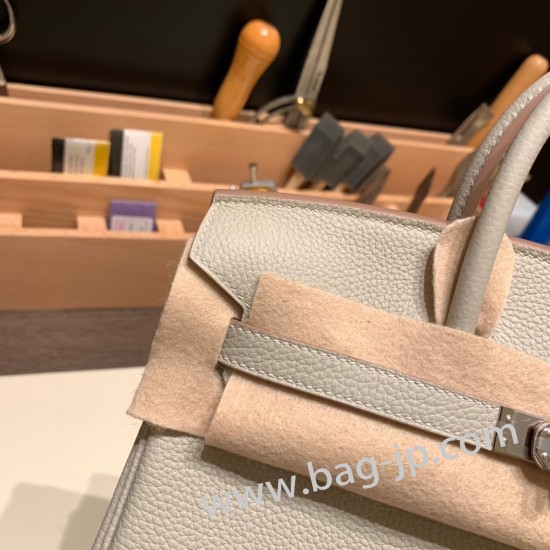 エルメスバーキン 25センチトゴ Togo パールグレーnew stock  80/Pearl Grey シルバー金具 全手縫いbirkin25-141