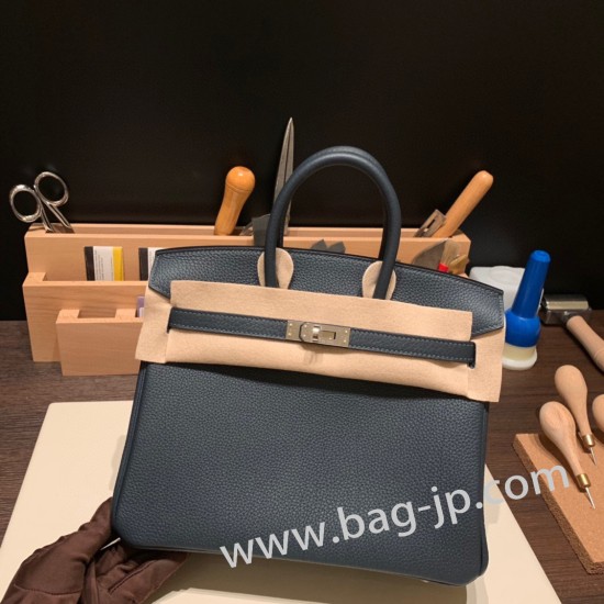 エルメスバーキン 25センチトゴ Togo ヴェールシプレス X ディープブルー 6O/Vert Cypres & S4 /Deep Blue シルバー金具 全手縫いbirkin25-147