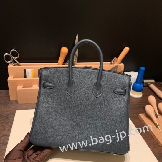 エルメスバーキン 25センチトゴ Togo ヴェールシプレス X ディープブルー 6O/Vert Cypres & S4 /Deep Blue シルバー金具 全手縫いbirkin25-147