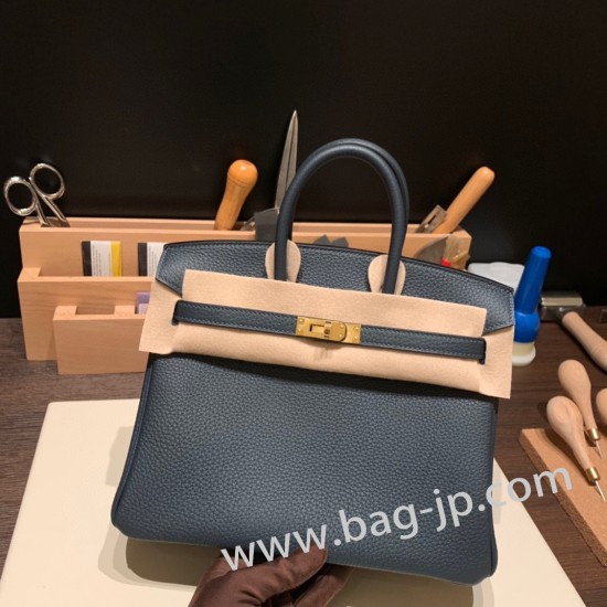 エルメスバーキン 25センチトゴ Togo ヴェールシプレス&ディープブルー6O/Vert Cypres & S4 /Deep Blue  ゴールド金具  全手縫いbirkin25-148