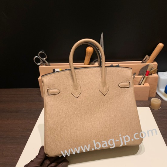 エルメスバーキン 25センチトゴ Togo ベージュ14/Beige シルバー金具 全手縫いbirkin25-151