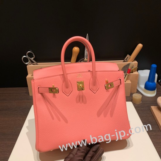 エルメスバーキン 25センチトゴ Togo ローズエテ K4 /Rose d’eteゴールド金具  全手縫いbirkin25-153