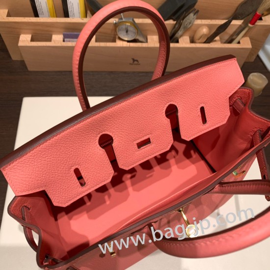 エルメスバーキン 25センチトゴ Togo ローズエテ K4 /Rose d’eteゴールド金具  全手縫いbirkin25-153