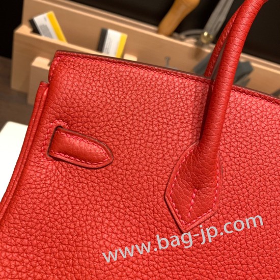 エルメスバーキン 25センチトゴ Togo ルージュクーS3 /Rouge Cœur シルバー金具 全手縫いbirkin25-156