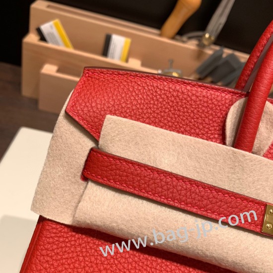 エルメスバーキン 25センチトゴ Togo ルージュクーS3 /Rouge Cœurゴールド金具  全手縫いbirkin25-157