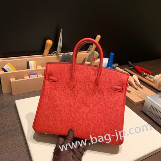 エルメスバーキン 25センチトゴ Togo ルージュクーS3 /Rouge Cœurゴールド金具  全手縫いbirkin25-157