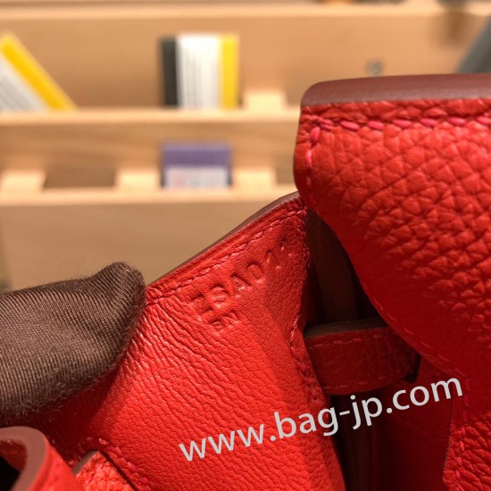 エルメスバーキン 25センチトゴ Togo ルージュクーS3 /Rouge Cœurゴールド金具  全手縫いbirkin25-157