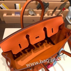 エルメスバーキン 25センチトゴ Togo オレンジ93/Orange シルバー金具 全手縫いbirkin25-158